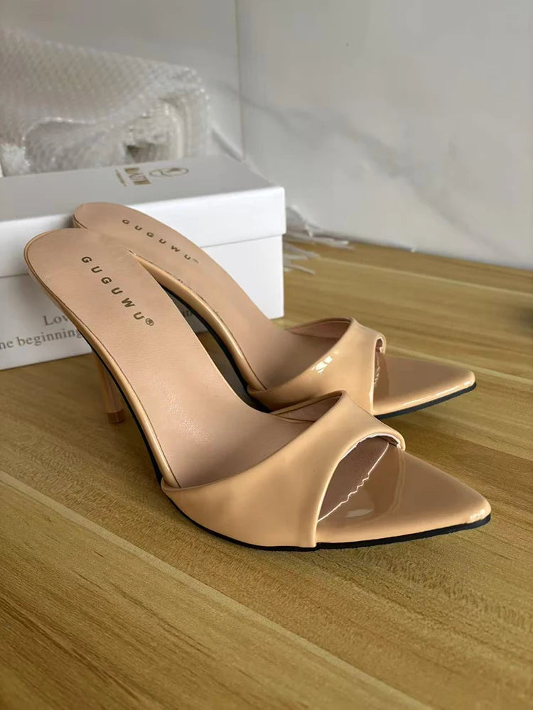 Nightclub Fashion Thin High Heel Summer Women Slippers Fashion Peep Toe Dress Slides Ladies Sexy Stripper Party Sandals