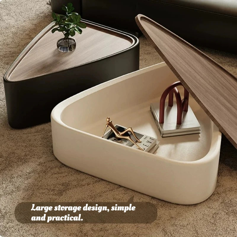 Coffee Table Living Room Small Space Luxury Cream Designer Simple Solid Wood Minimalist Storage Nordic Round Center Furniture