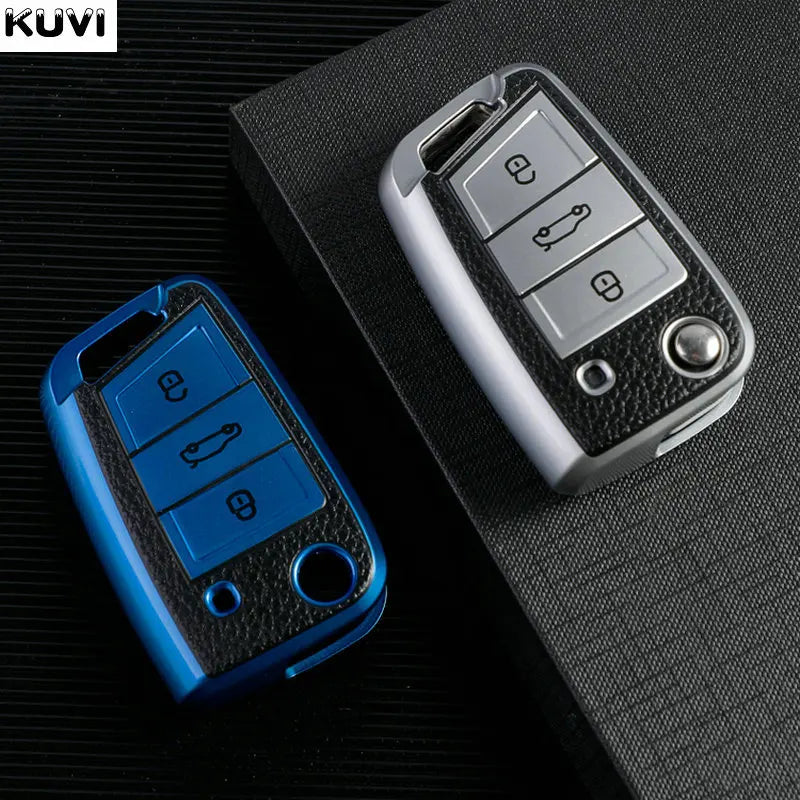 For Volkswagen VW Polo Golf7 MK7 Tiguan for Skoda Octavia Kodiaq Karoq for Seat Ateca Car Key Case Cover Bag Keychain Protector