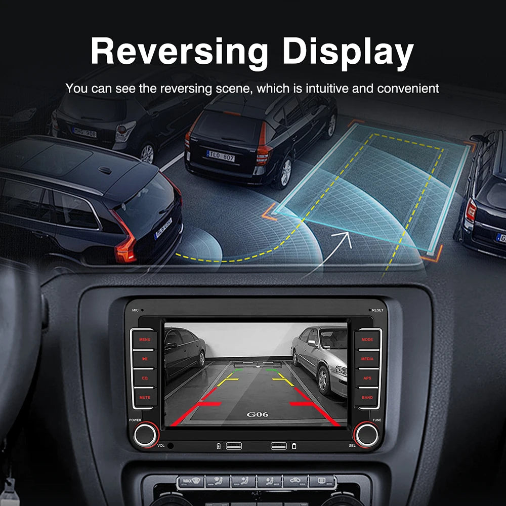 7 Inch Car Stereo For VW Touchcreen BT AM/FM Radio Receiver with Android Auto Carplay USB Charge Support Hands-Free Calling