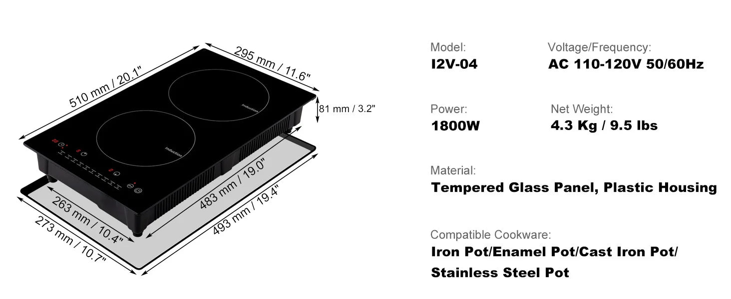 SucceBuy 2 Burners Electric Induction Cooktop Stove Hob Built-in Burner Cooker Sensor Touch Control Magnetic Cooker Hot Plate