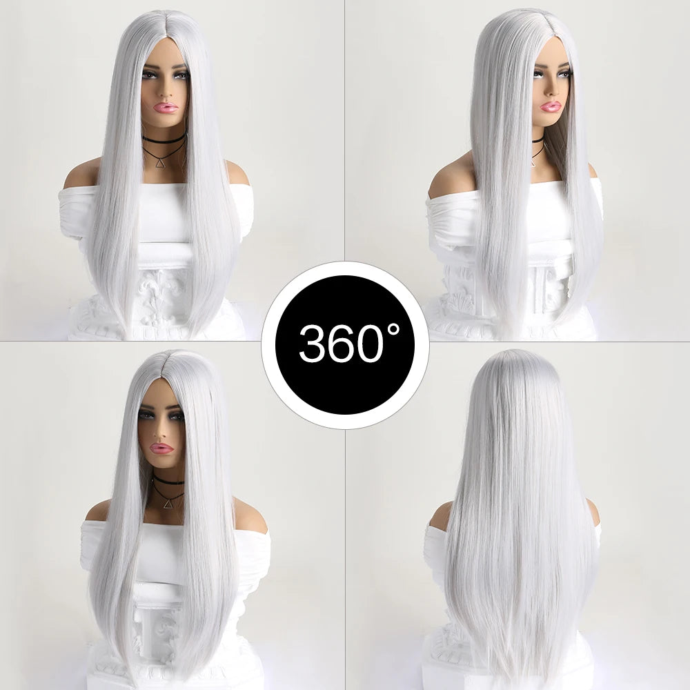 26Inch Colour Wig Long Straight Synthetic Wig for Women Fashion Wig for for Daily Halloween   Costume Party Cosplay ﻿