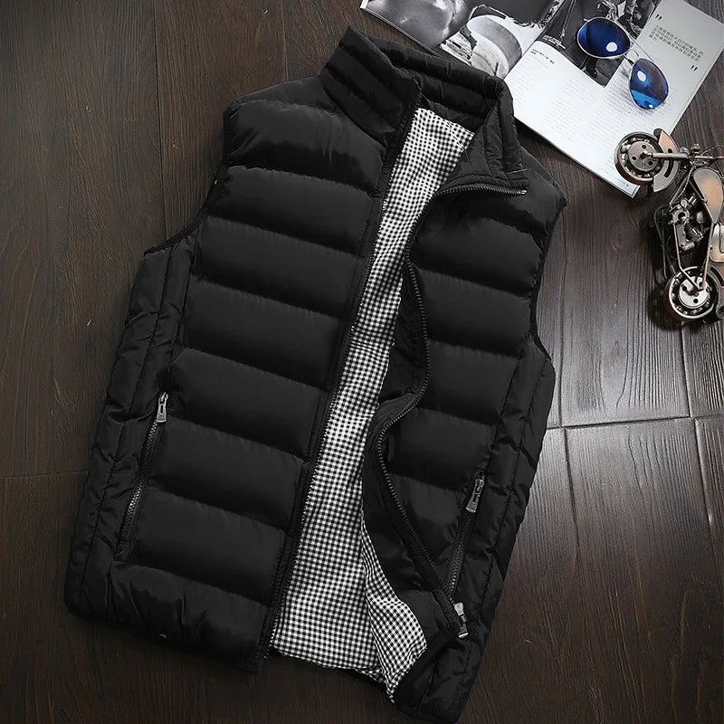 Men Vest Windproof Vest Men Jacket Sleeveless Vest Winter Jacket Casual Coat Men down Cotton Warm Thicken Waistcoat thick gilet