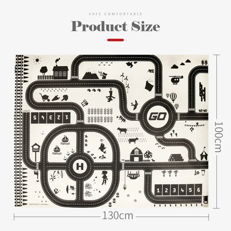 83*58cm/130*100cm Road Mat Children Traffic Car Map Educational Toy Road Plastic Carpet Playmat For Mats City Kids Toys Games