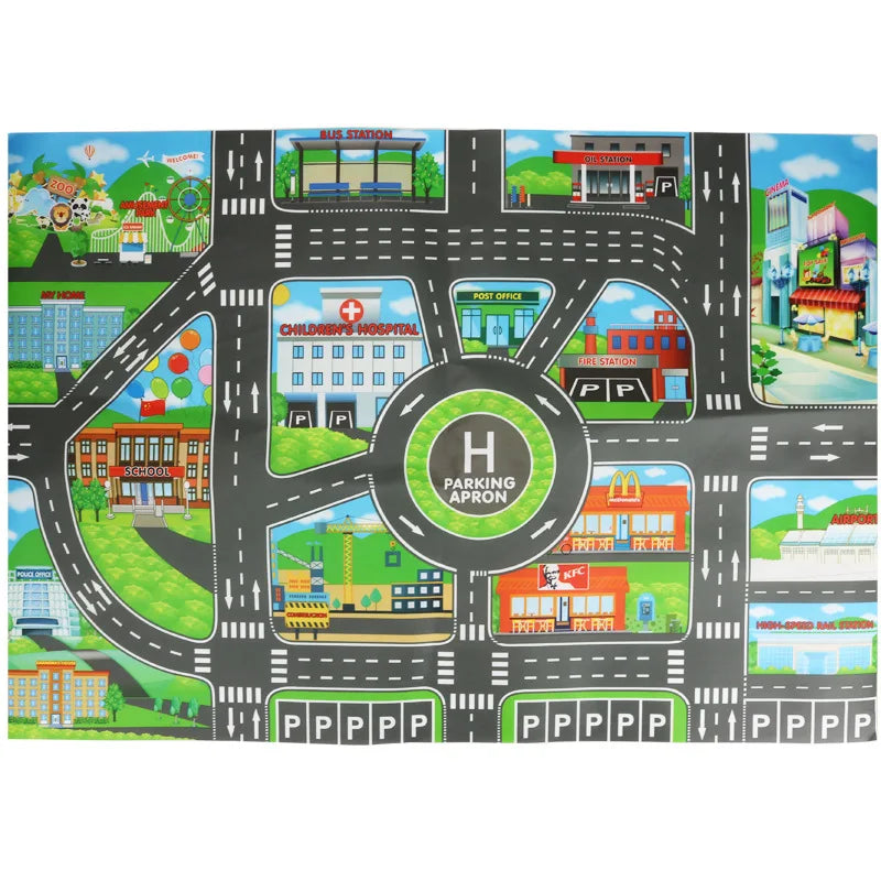 83*58cm/130*100cm Road Mat Children Traffic Car Map Educational Toy Road Plastic Carpet Playmat For Mats City Kids Toys Games