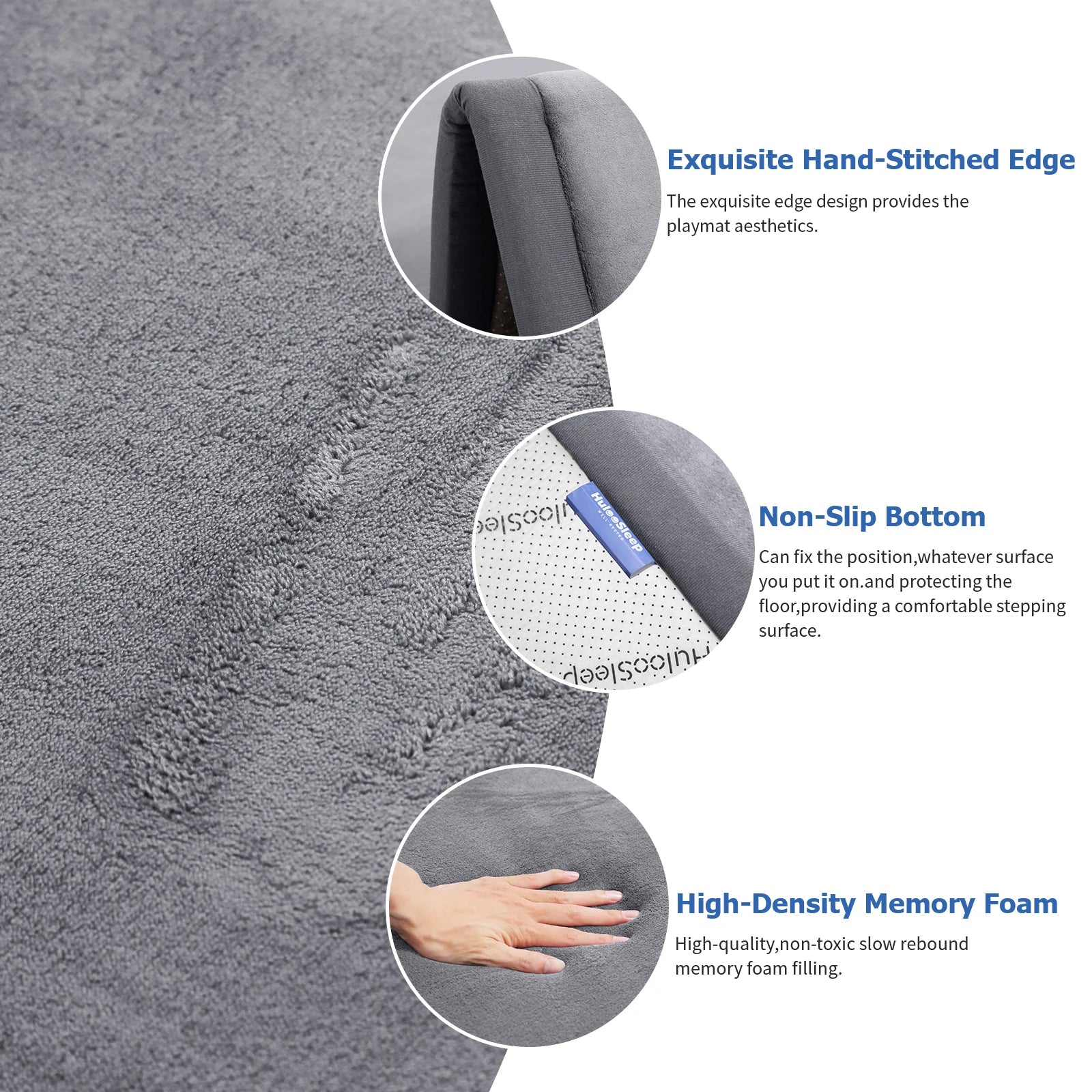 Huloosleep 4 Colors Baby Crawling Play Mats Non-Slip Thick Soft Foam Baby Activity Rug Gym Baby Carpet Mother+Kids Area Rug