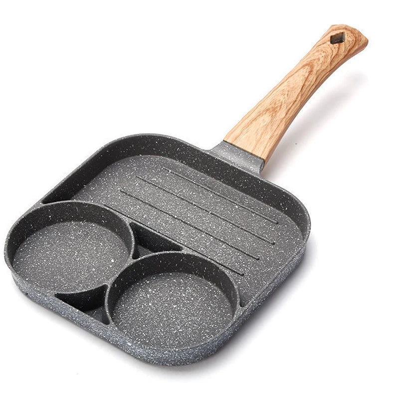 LMETJMA Pancake Egg Frying Pan 4 Cups Omelet Poached Egg Pan for Breakfast Divided Coating with Non Sticking Handle JT888