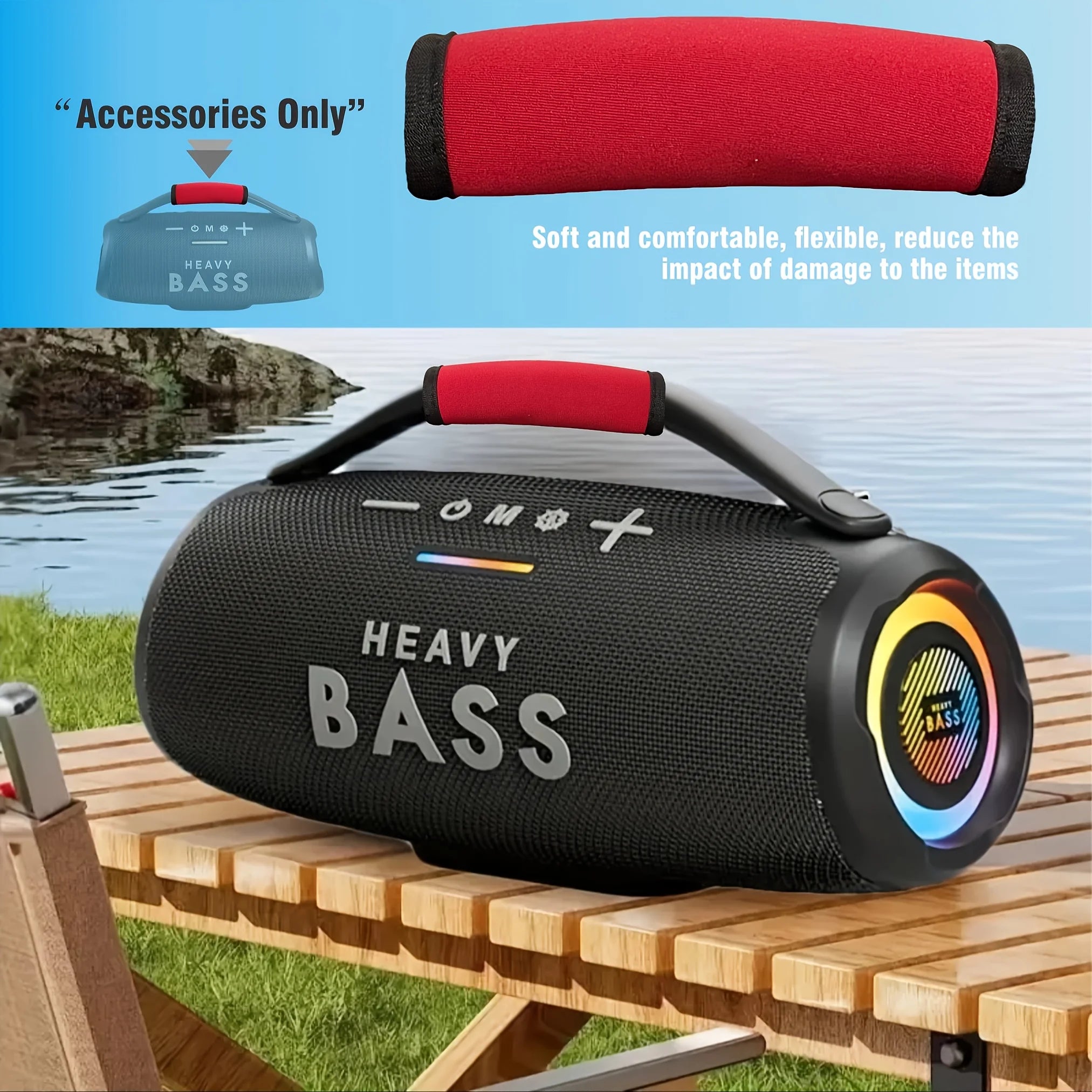 Heavy-Duty Subwoofer Handle Wrist Strap - Red Fabric Car Stereo Accessory with Non-Slip Grip, Compatible with Car Amplifier Spea