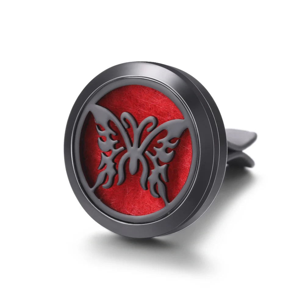 New Car Air Freshener Diffuser Clip Black Hollow Pattern Aromatherapy Lockets Essential Oil Perfume Pendant Car Ornaments Gift