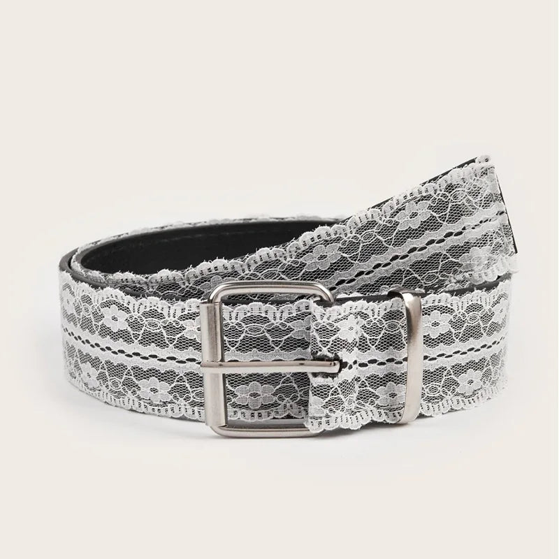 Korean Y2k Lace Waistband Female Floral Elegant Waist Belt For Women 3.8cm Wide Dress Jeans Belt Spicy Girls