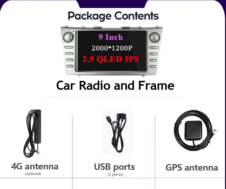 Android 15 For Toyota Camry XV40 Aurion 2007 - 2011 DSP Carplay Head Unit Multimedia Player GPS Navigation Stereo Car Radio WIFI