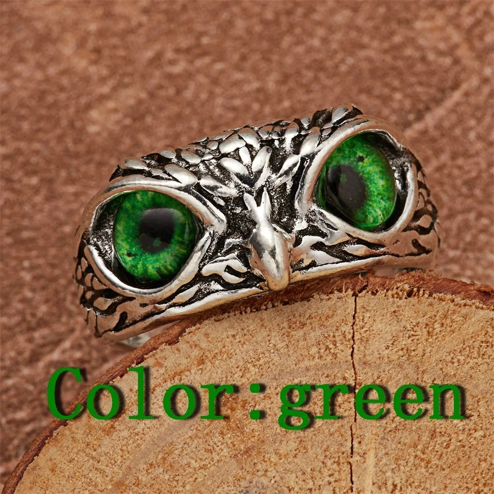 Rare Vintage Owl Carved Tibet Silver Ring for Men Cute Animals Youth Gothic Adjustable Fashion Women Jewelry Accessories Gifts