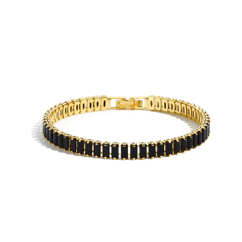 Black Crystal Tennis Bracelets for Women & Men Luxury Iced Out Cubic Zirconia Adjustable Bracelet on Hand Hippie Jewelry