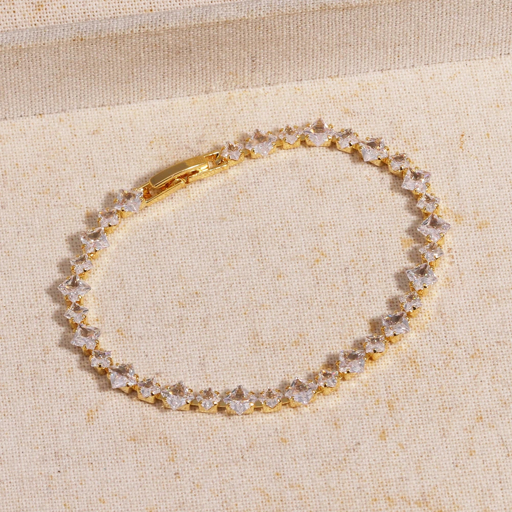 Sparkling Cubic Zircon Tennis Bracelets for Women Luxury Dainty Stackable Silver Color Chain Crystal CZ Banquet Wedding Jewelry