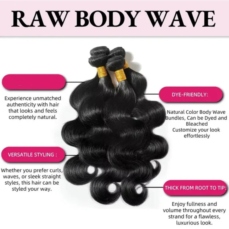 42 Inch Body Wave Human Hair Bundles Natural Black Brazilian Virgin Hair Weave 12A Unprocessed Real Human Hair Extensions Full T