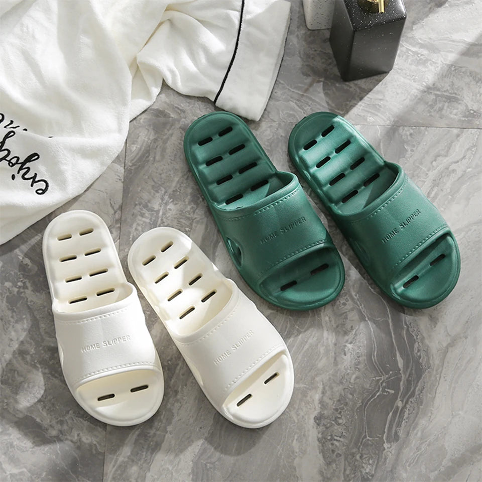 Unisex EVA Non Slip Soft Bottom Leaking Shower Man Woman Home Slippers Punching Bathroom Quick Drying Slipper