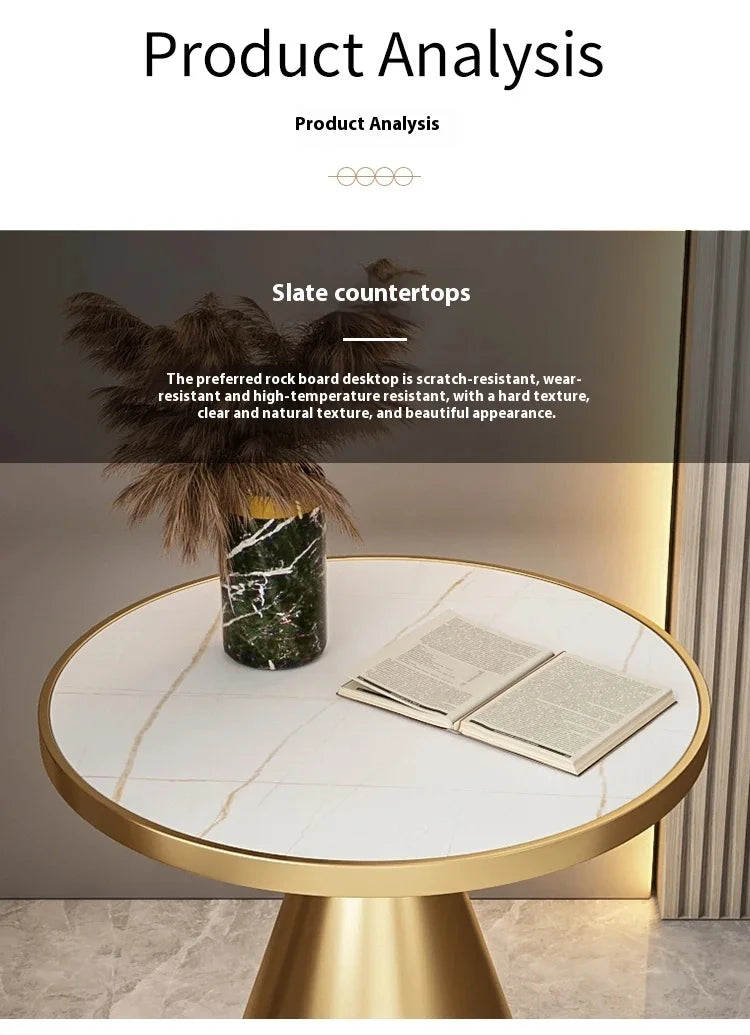 Luxury Round Side Table with Marble Top and Metal Base Modern End Table for Small Space Living Room Bedroom Hotel Use