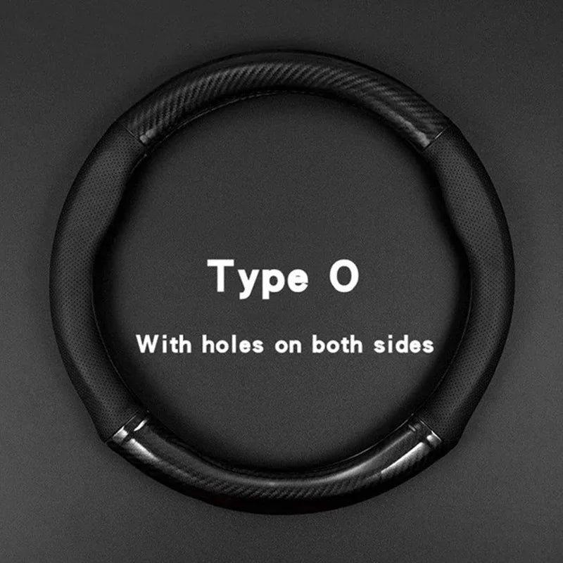 Carbon fiber car steering wheel cover, breathable and sporty, all season universal anti slip and wear-resistant handle cover