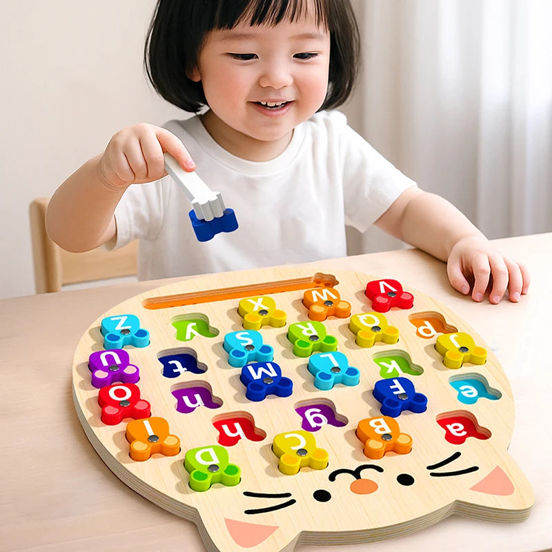 Colorful Alphabet Number Wooden Puzzles Kids Intelligent Matching Game Preschool Children Early Educational Toys