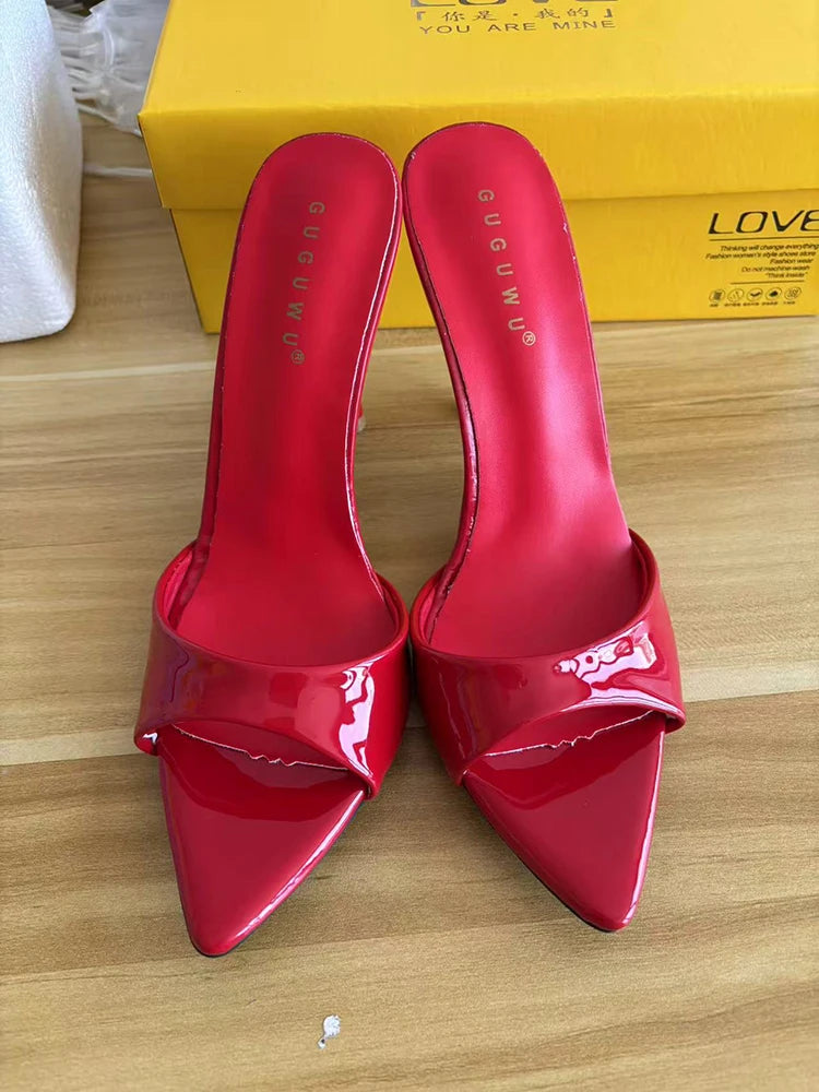 Nightclub Fashion Thin High Heel Summer Women Slippers Fashion Peep Toe Dress Slides Ladies Sexy Stripper Party Sandals