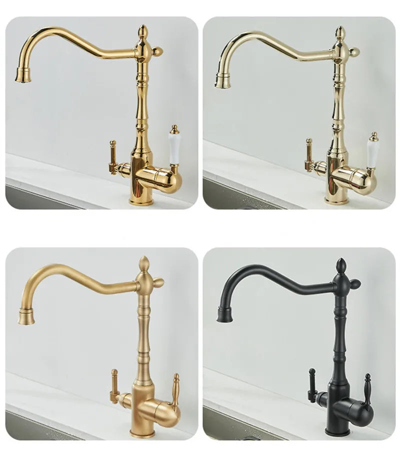 Antique Waterfilter Tap Kitchen Faucet Gold Mixer Drinking Kitchen Purify Faucet Kitchen Sink Tap Water Tap Crane For Kitchen