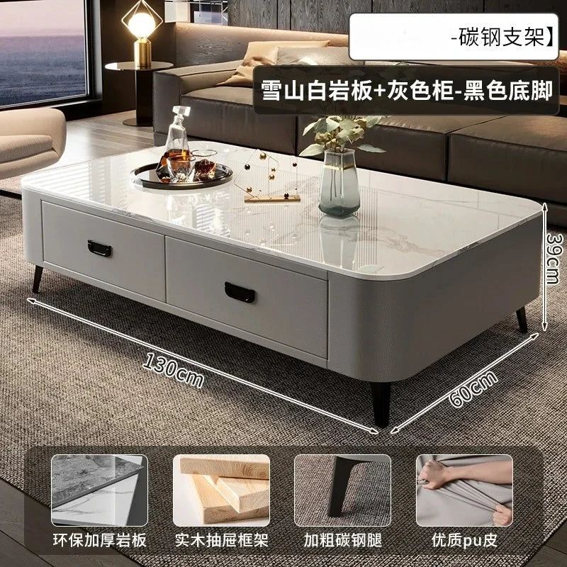 Luxury Marble Effect Coffee Tables Modern Design Square Storage Coffee Tables Minimalist Aesthetic Stolik Kawowy Home Furniture