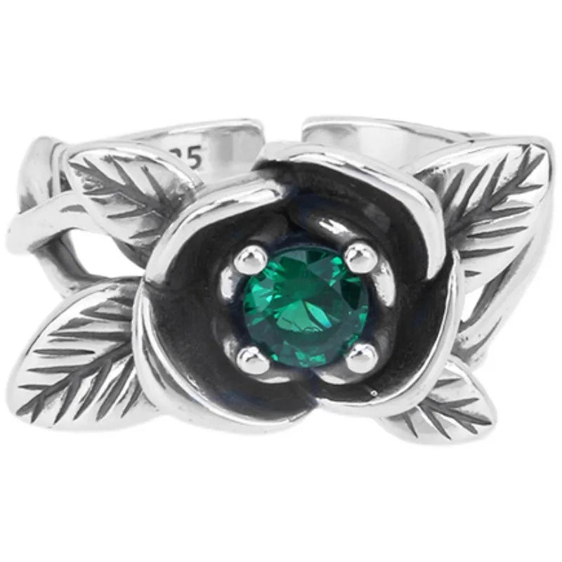 925 Sterling Silver Metal Flower Shell Geometric Rings For Women French Retro Romantic Open Thai