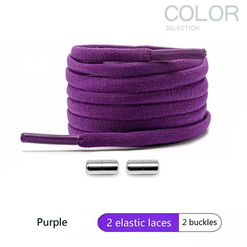 4Pcs/1Pair 100cm Elastic No Tie Shoelaces Metal Lock Shoe Laces For Kids Adult Sneakers Quick Shoelaces Semicircle Shoestrings