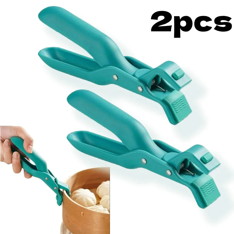 2/1Pcs Anti-Scald Clips Hot Dish Plate Gripper Kitchen Non-slip Bowls Clamp Holder for Frying Pans Air Fryer Steamers Oven