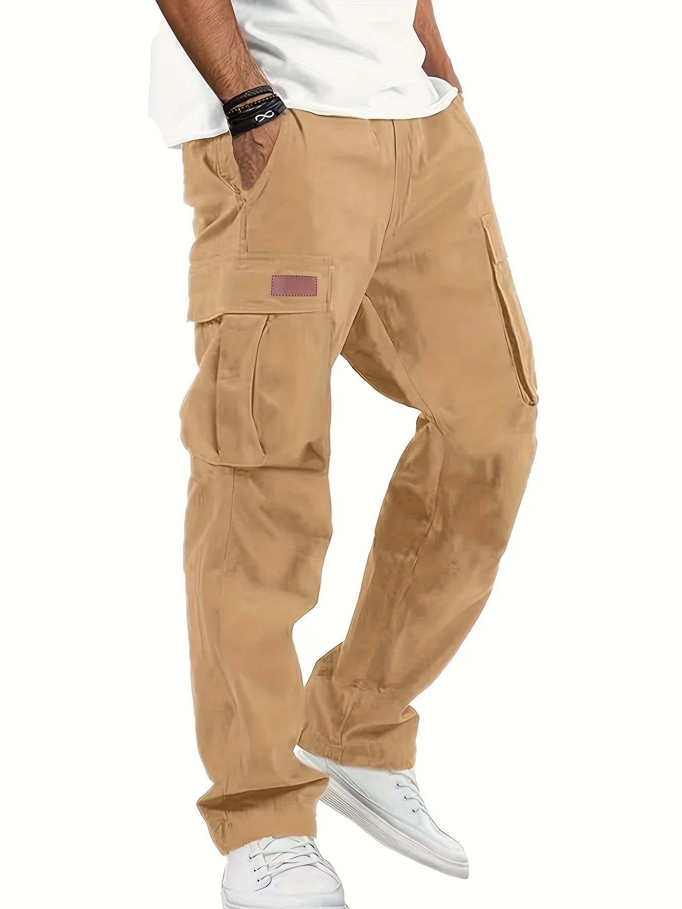 American style high street multi pocket workwear pants for men's new trendy loose straight leg versatile casual long pants