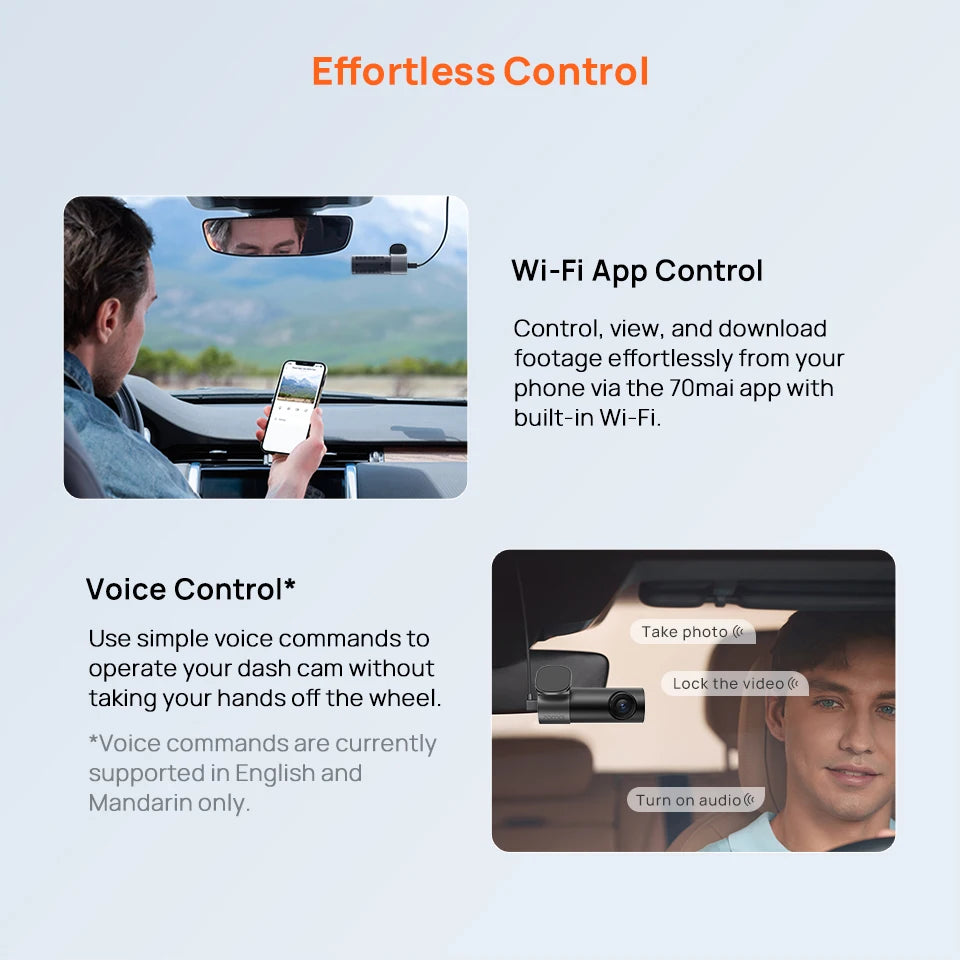 70mai Dash Cam M310 Plus 2K 1440P 143°FOV F1.55 Smart Voice Control 24H Parking Guard Night Vision 70mai M310 Plus 2K Car DVR