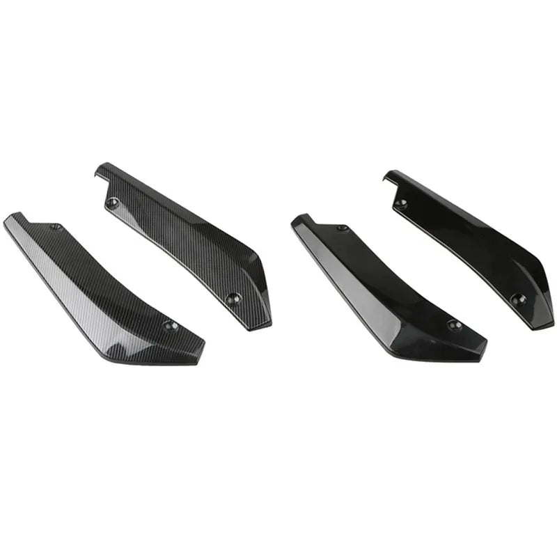 2pcs Universal Car Rear Bumper Lip Diffuser Splitter Spoiler Scratch Protector Black Carbon Fiber Rear Lip Wrap Angle Splitters