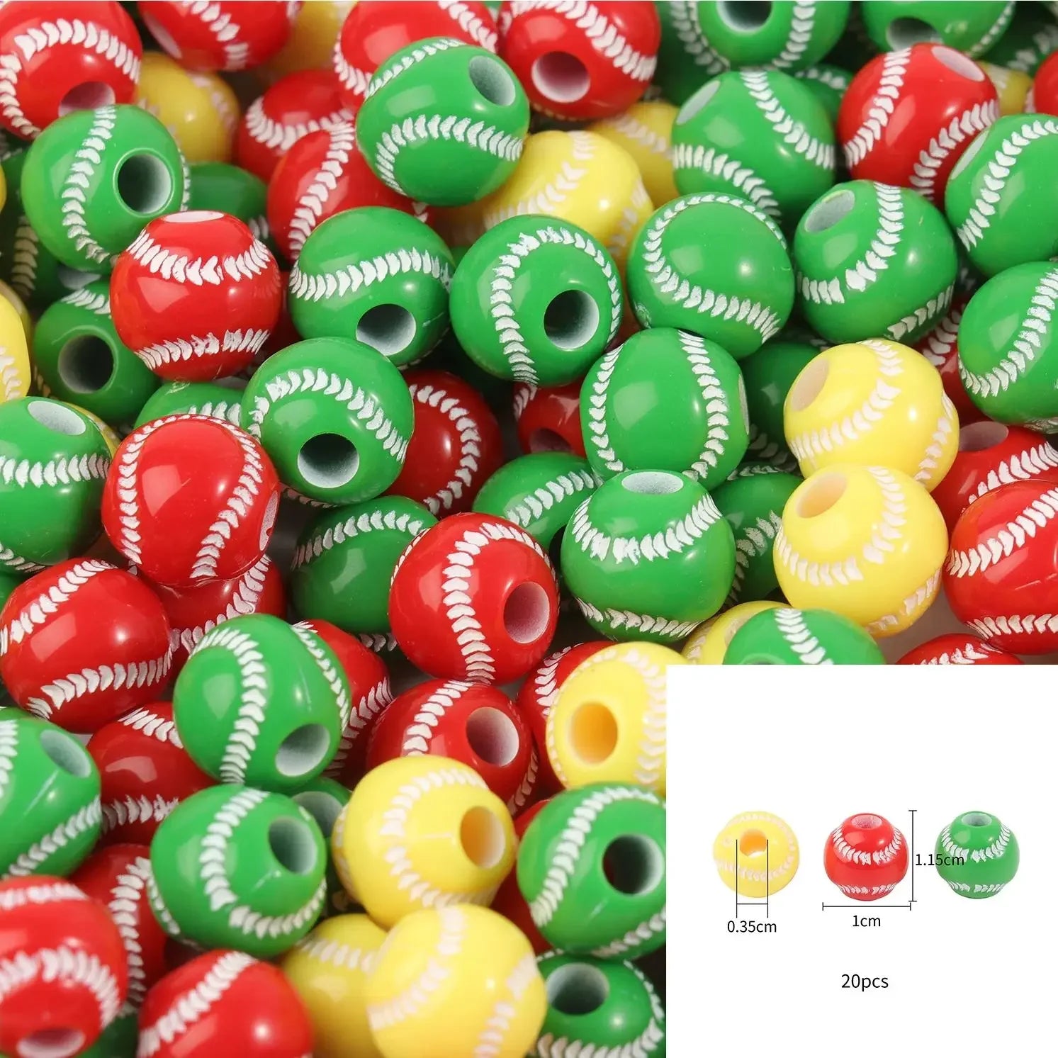 20/50Pcs Sport Basketball Baseball Tennis Beads Spacer Acrylic Beads For Making Bracelet Necklace DIY Craft Jewelry Supplies