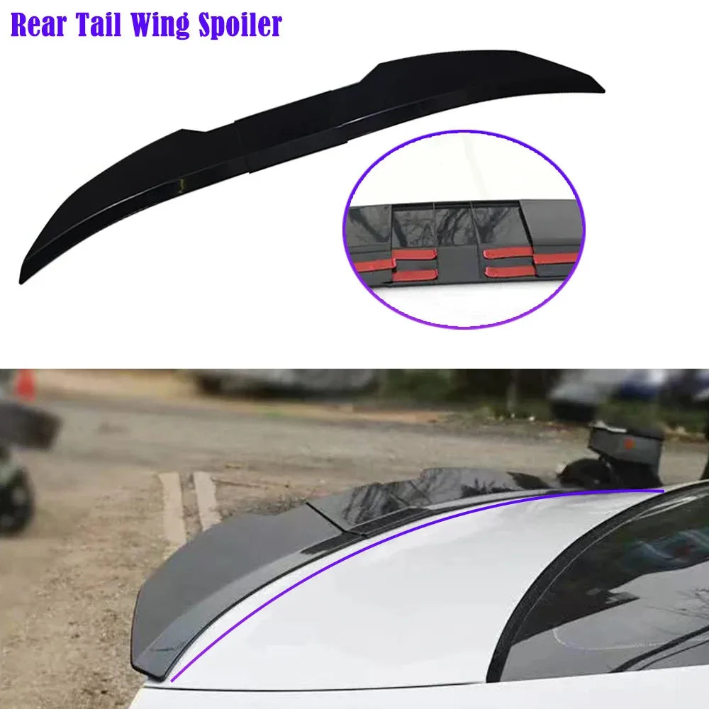 Universal 3pcs Sedan Rear Trunk Tail Rear Wing Spoiler 46.06-50.0inch Adjustable DIY Refit Boot Wings Spoiler Car Accessory