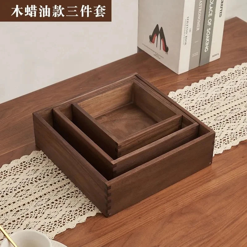 Black Walnut Wood Storage Box Hand Carved Bedroom Jewelry Organizer Modern Desktop Cosmetic Container European Home Decoration
