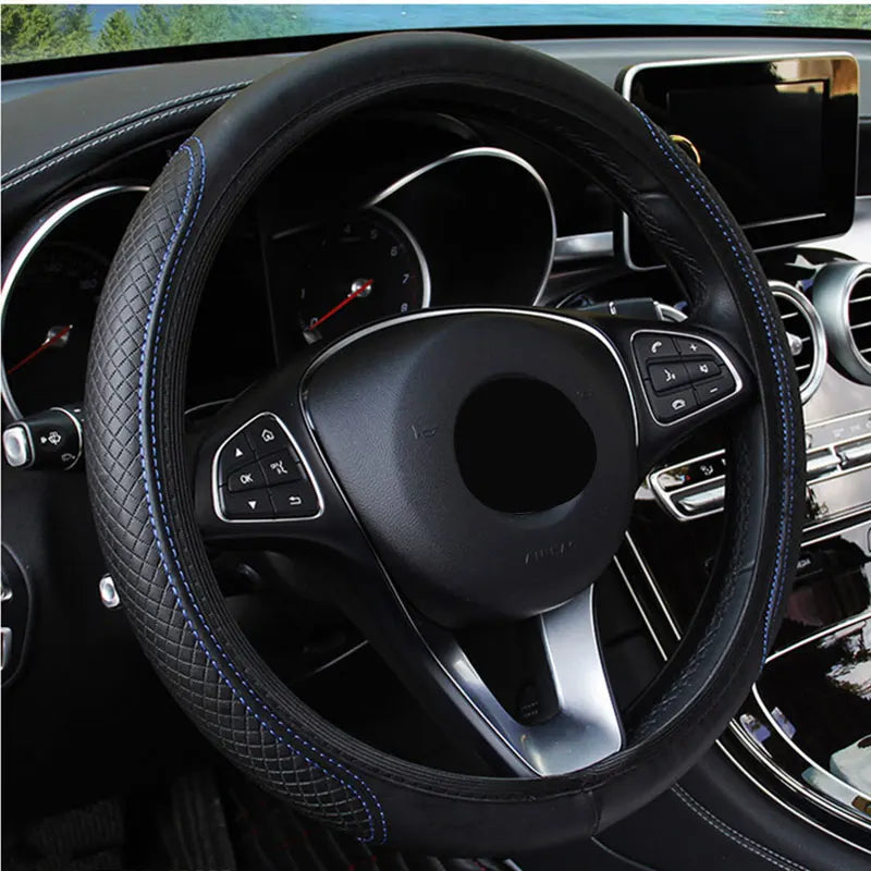 37/38cm Automobile universal steering wheel cover non-slip car steering wheel cover non-slip embossed leather Car-styling