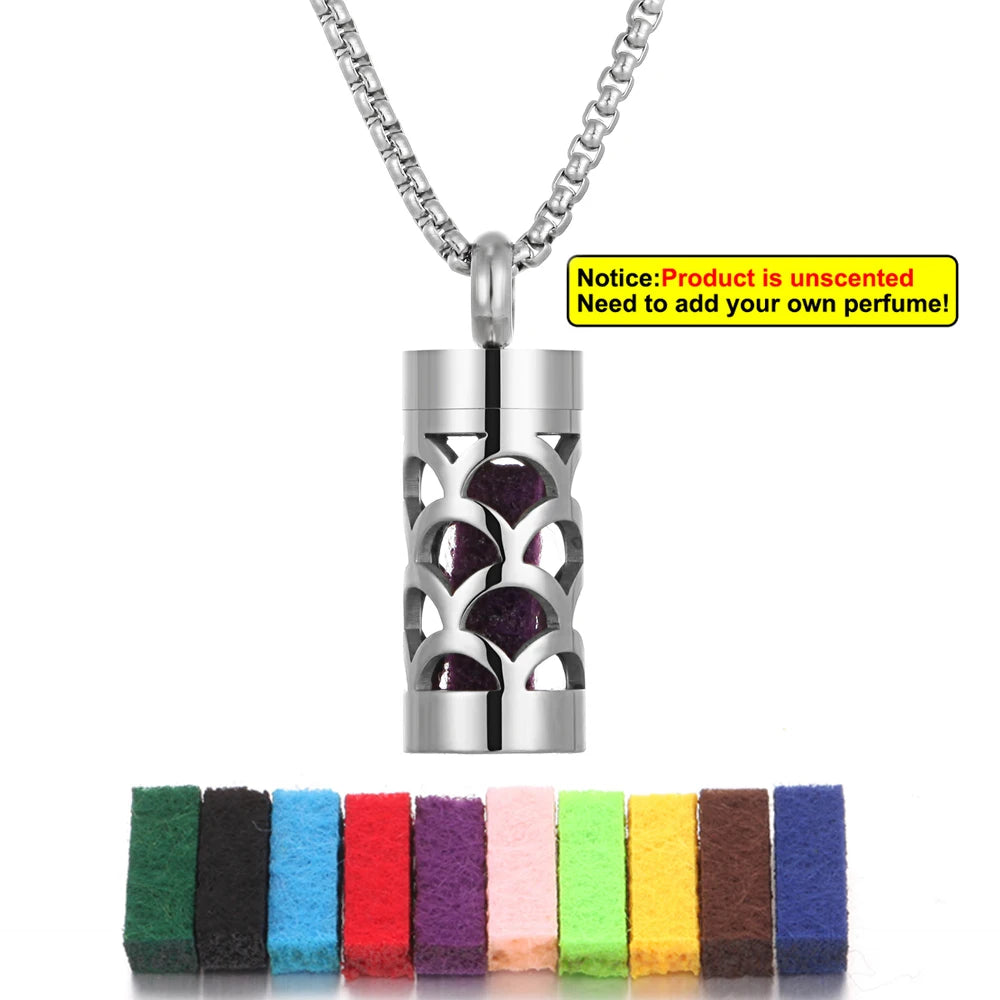 New Stainless Steel Aromatherapy Hollow Out Pendant Angel Wings Pattern Perfume Lockets Essential Oil Diffuser Necklace Jewelry