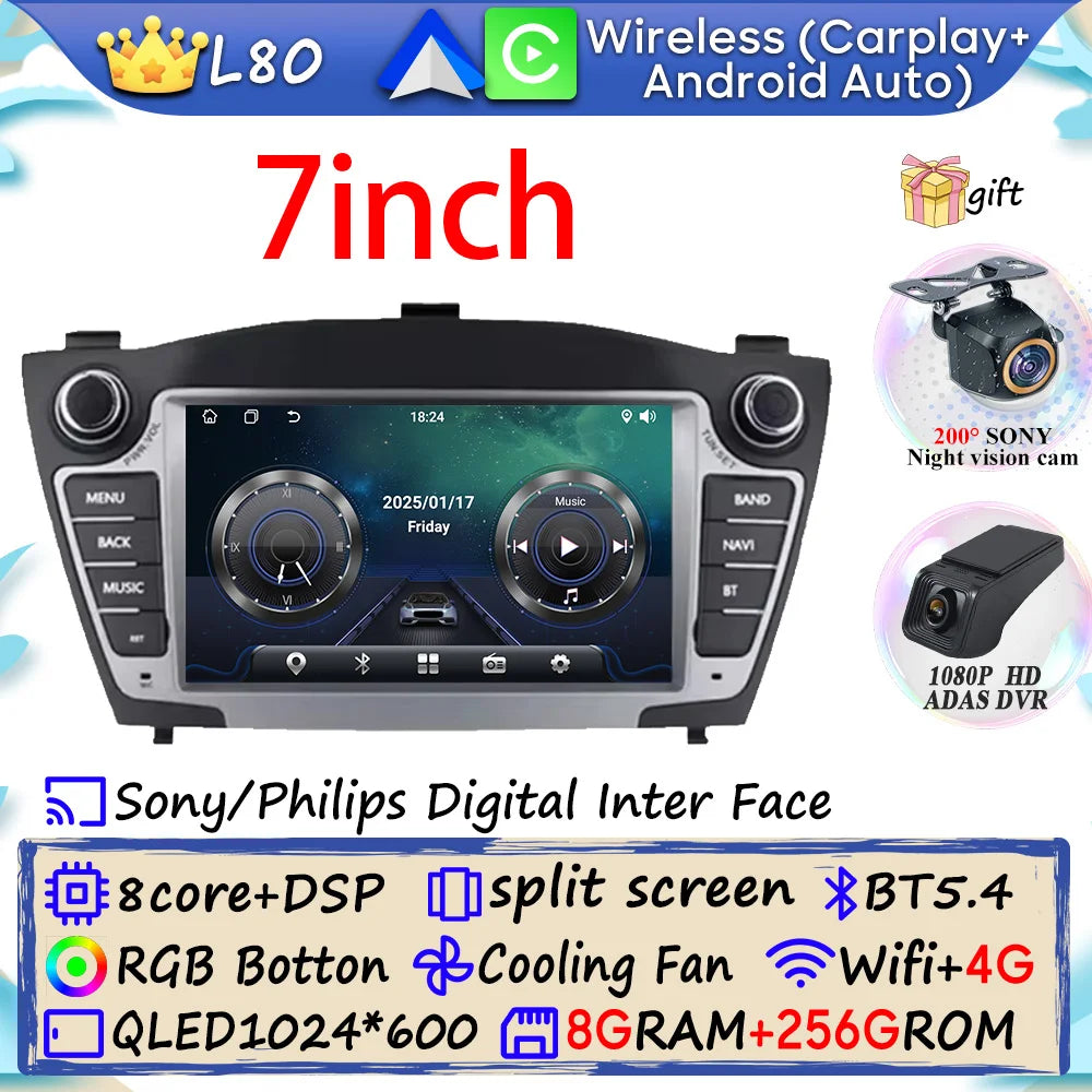 Auto Radio Android 15 Car For Hyundai Tucson 2 LM IX35 2009-2015 Multimedia Dash Cam Player Screen Navigation Head Unit No DVD
