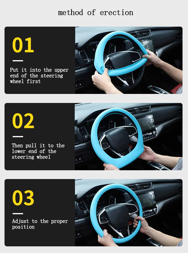 Silicone Steering Wheel Cover Ultra-thin Anti-slip Steering Wheel Cover Soft Silicone Accessories Universal Steering Wheel Cover