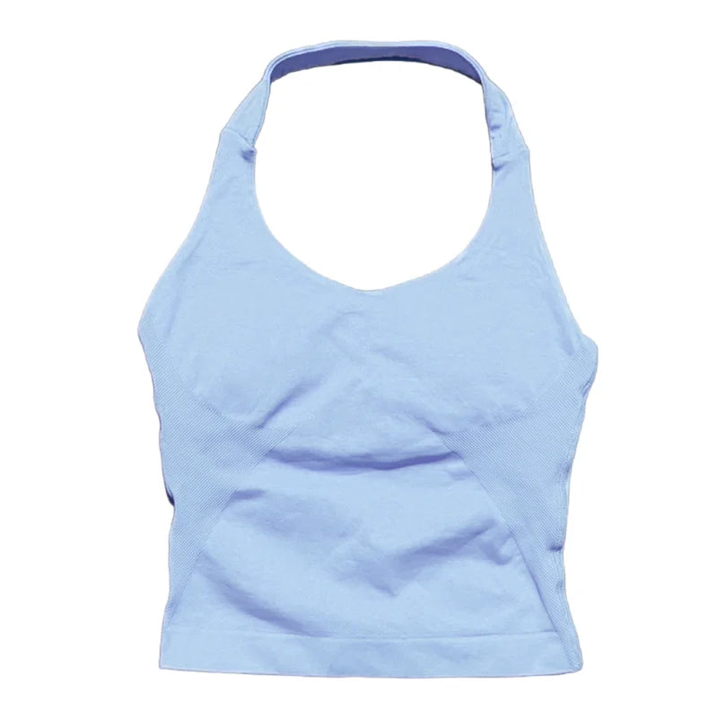 Women Sports Yoga Vest Running Gym Top Fitness Quick-Dry Workout Vest High Elastic Yoga Tank Top Gym Seamless Workout Sports Bra