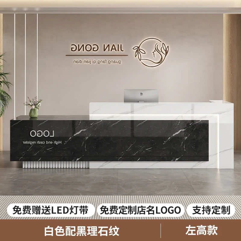 Customized Premium Desk Table Glamour Luxury Simple Elegant Reception Desk Modern Design Recepcion Mostrador Office Furniture