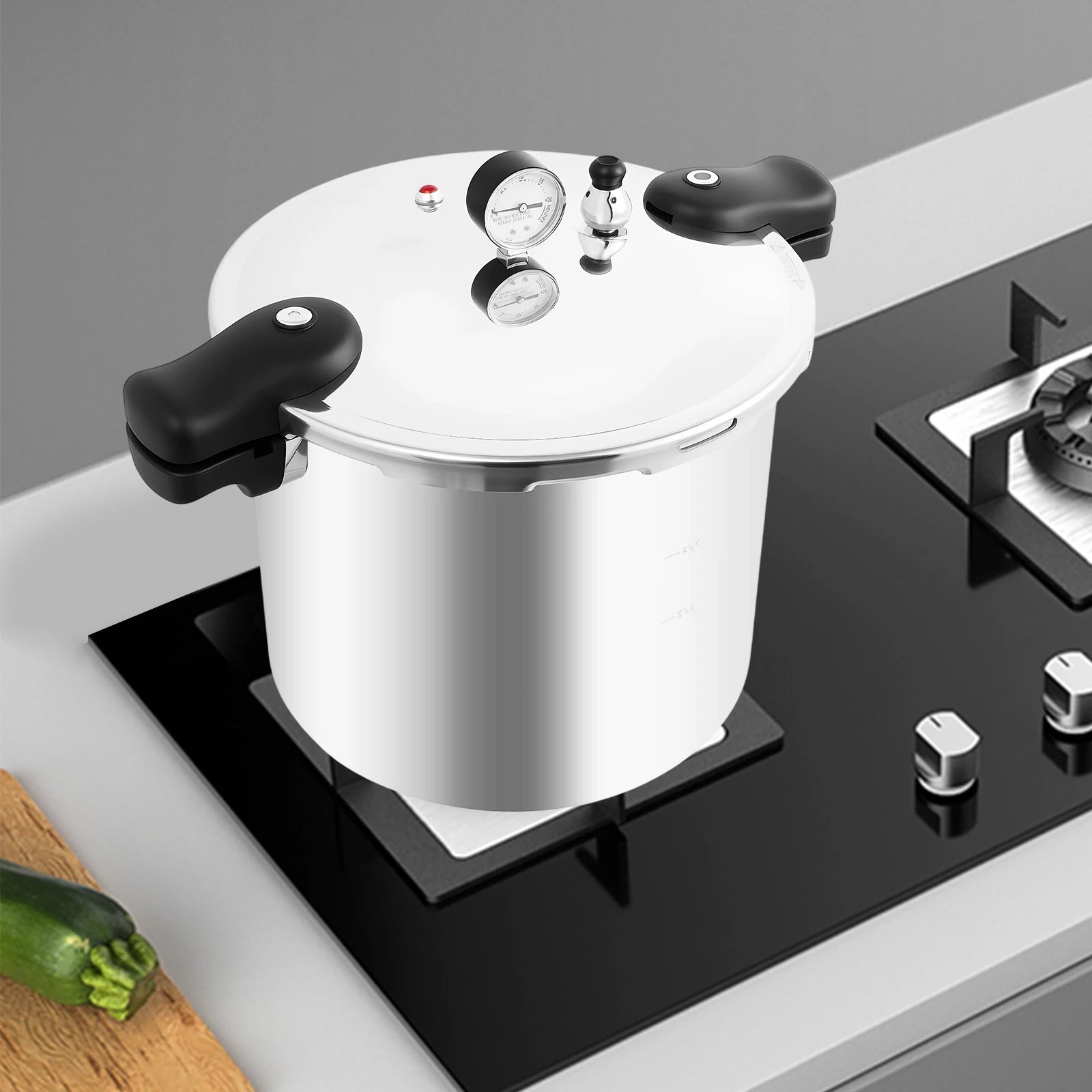 22L Thickened Explosion-Proof Pressure Cooker with Pressure Gauge and Safety Valve for Gas Stoves, Electric Ceramic Stoves