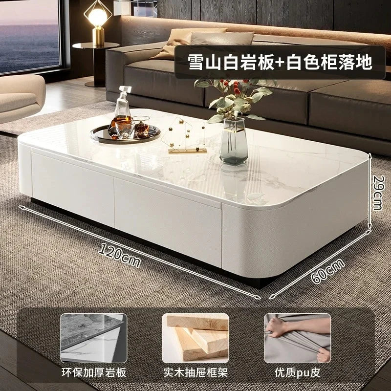 Luxury Marble Effect Coffee Tables Modern Design Square Storage Coffee Tables Minimalist Aesthetic Stolik Kawowy Home Furniture