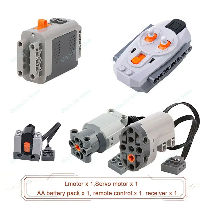 MOC Power Functions M/L/XL Motor Battery Box IR Remote Receiver for RC Car Robot Model Building Blocks Technical Modified Parts