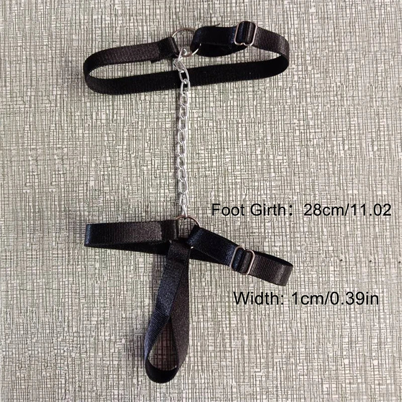 【MAX-22】1Pcs Chain Gothic Black Elastic Band Bandage Anklet Bracelet For Women High Heel Summer Barefoot Sandals Prom Foot Belt