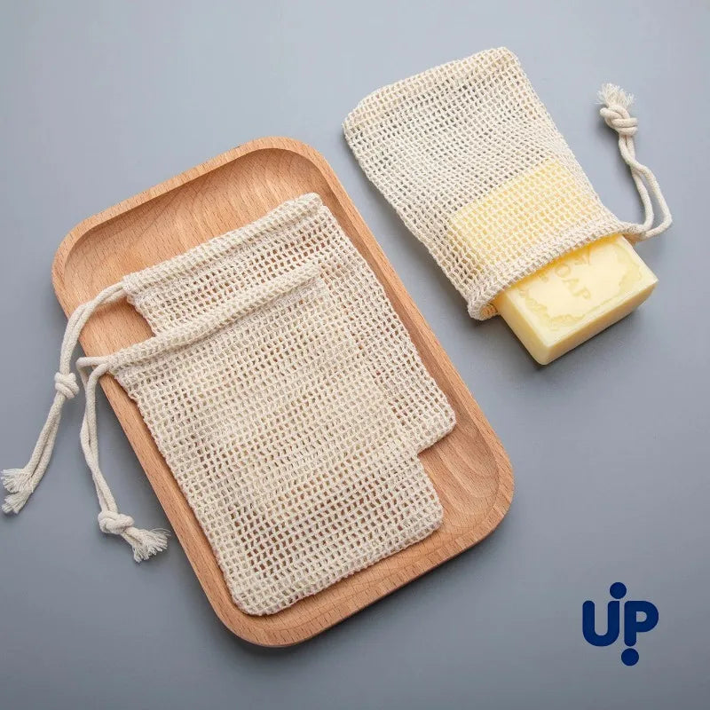 Eco-Friendly Handmade Natural Cotton Soap Saver Bag Mesh Soap Pouch for Body Cleansing And Skincare