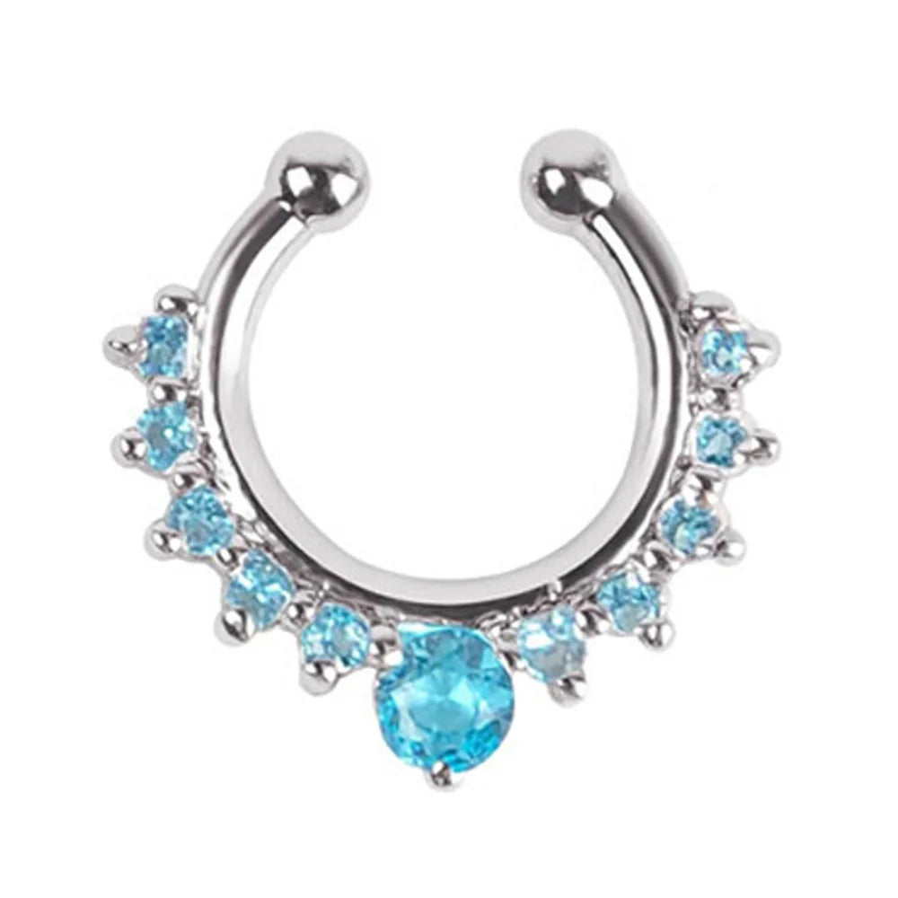 1pc New Fake Piercing Jewelry Clip On Nose Septum Ring for Women Fake Nose Rings Hoop Crysta Faux Non Pierced Nose Ring Earrings
