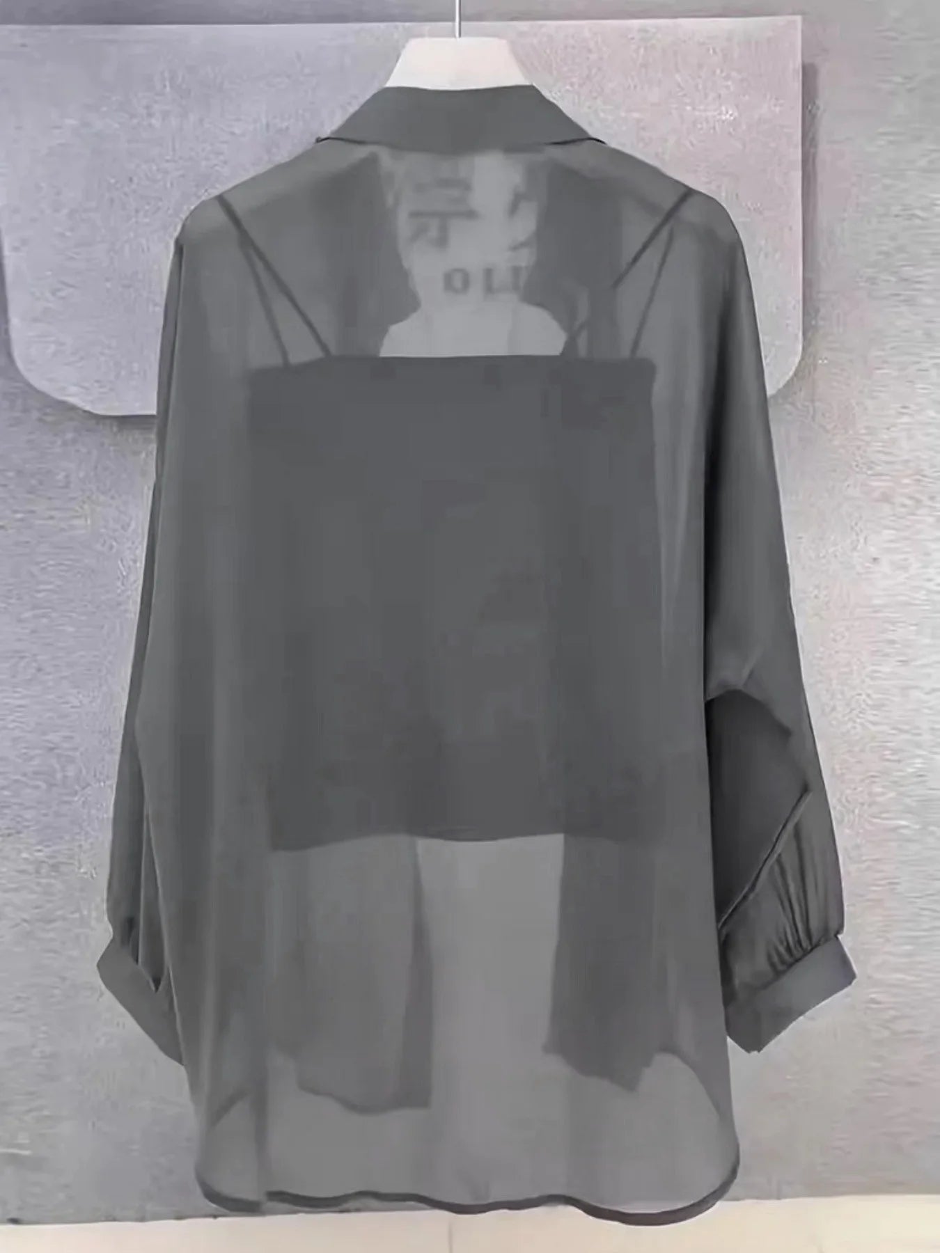 Plus Size Women’s Tops 2025 Summer Breathable and Sun-Proof Ice Silk Button Thin Loose Sheer Chiffon Blouses Shirts Long Sleeve