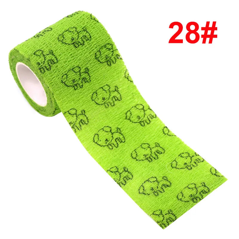Animal Pattern Printed Self Adhesive Elastic Bandage 4.5m Sports Wrap Tape for Finger Joint Knee First Aid Kit Pet Tape