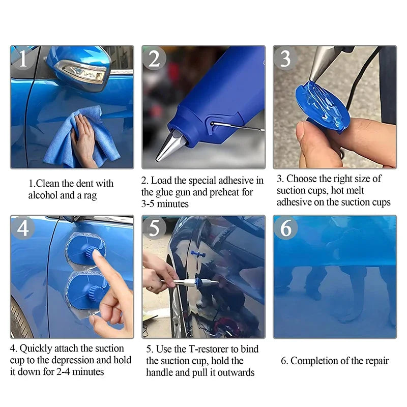 Manual tool combination kit for car dent repair, body sheet metal machinery, glue gun, unpainted drawing tool set